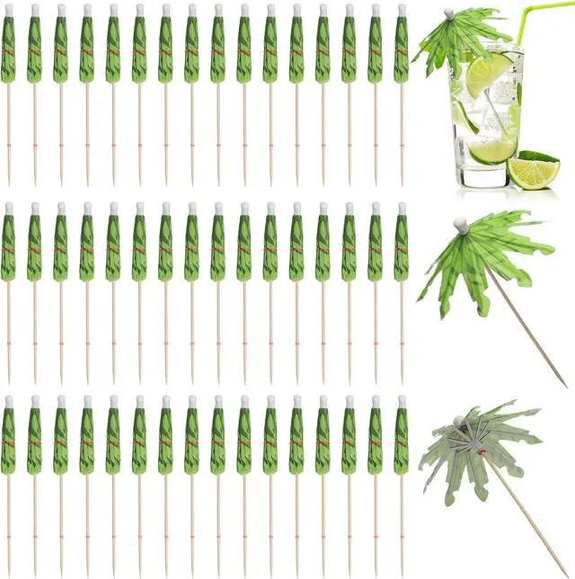 Main image of 50pcs Cocktail Umbrellas for Drinks, Coconut Palm Tree Umbrella Toothpicks | Tropical Umbrella Decorations for Drinks Cocktail Cupcake Fruit - Add a Great Addition to Themed Party