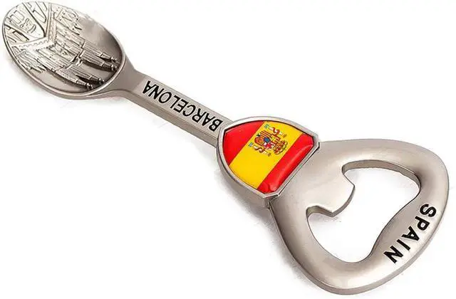 Alt view image 3 of 6 - Travel souvenirs Soup spoon shape Bottle Opener,Refrigerator Magnet Spain Barcelona Zinc alloy Beer Bottle Openers,Creative kitchen supplies gift bottle opener.