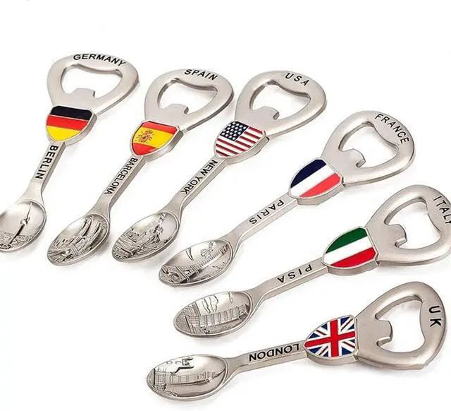 Alt view image 5 of 6 - Travel souvenirs Soup spoon shape Bottle Opener,Refrigerator Magnet Spain Barcelona Zinc alloy Beer Bottle Openers,Creative kitchen supplies gift bottle opener.