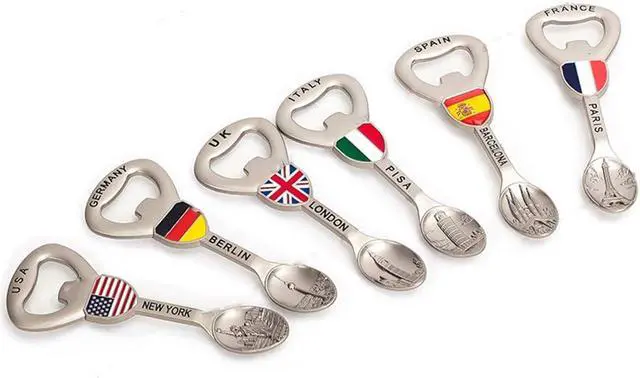 Alt view image 6 of 6 - Travel souvenirs Soup spoon shape Bottle Opener,Refrigerator Magnet Spain Barcelona Zinc alloy Beer Bottle Openers,Creative kitchen supplies gift bottle opener.