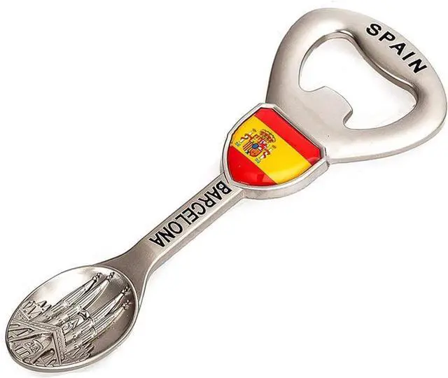 Main image of Travel souvenirs Soup spoon shape Bottle Opener,Refrigerator Magnet Spain Barcelona Zinc alloy Beer Bottle Openers,Creative kitchen supplies gift bottle opener.