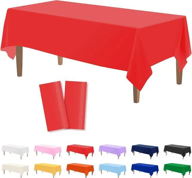 Main image of Kopokita 2 Pack Red Plastic Tablecloths Disposable 54 x 108 Inch | Rectangle Table Cloths, Party Table Covers for Birthday, Wedding, Valentines, Mothers Day, Christmas Decorations