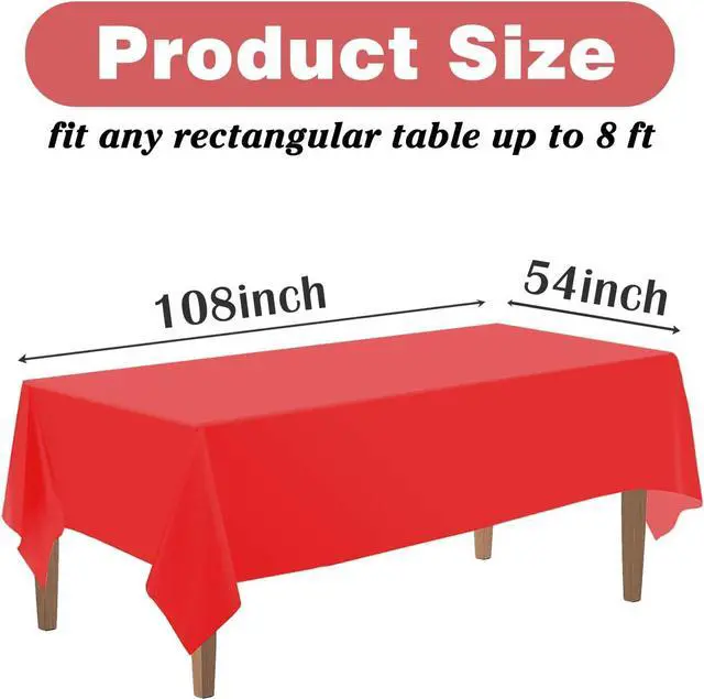 Alt view image 2 of 6 - Kopokita 2 Pack Red Plastic Tablecloths Disposable 54 x 108 Inch | Rectangle Table Cloths, Party Table Covers for Birthday, Wedding, Valentines, Mothers Day, Christmas Decorations