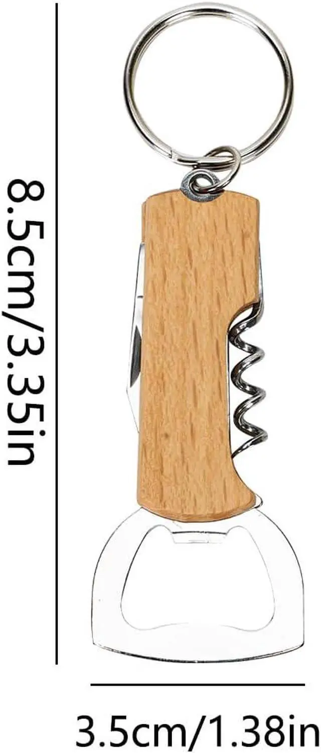 Alt view image 3 of 7 - 5 Pack Wooden Handle Bottle Opener Keychains, Mini Beer Bottle Openers with Key Ring, Portable Bartender Opener for Men, Bar Party Wedding Favors and Gifts