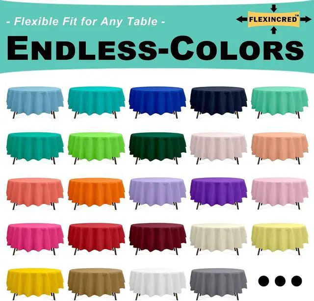 Alt view image 6 of 7 - Yellow 3 Pack Round Plastic Tablecloth 84 Inches Premium Sunny Yellow Decorative Table Cover for Baby Shower, Birthday, Wedding, Indoor and Outdoor use