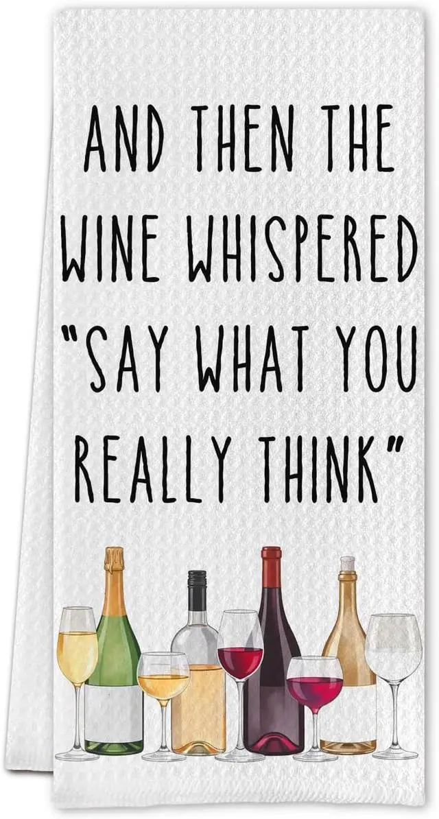Main image of Funny Wine Kitchen Towels, Wine Lover Gifts Dish Tea Towels for Kitchen Bar Cart Decor, Bartender Gifts for Women Men Decorative Hand Towel, 16x24 Inch