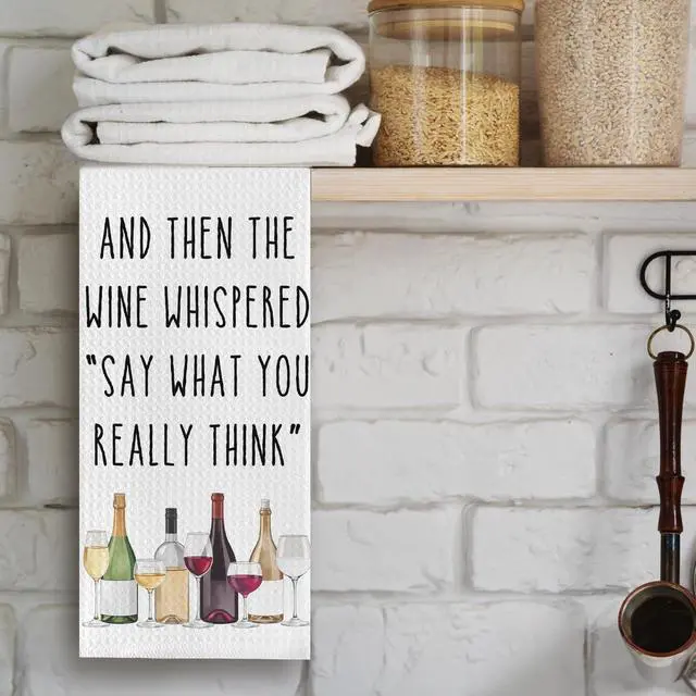Alt view image 3 of 6 - Funny Wine Kitchen Towels, Wine Lover Gifts Dish Tea Towels for Kitchen Bar Cart Decor, Bartender Gifts for Women Men Decorative Hand Towel, 16x24 Inch