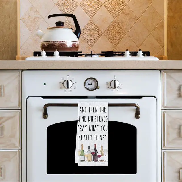 Alt view image 5 of 6 - Funny Wine Kitchen Towels, Wine Lover Gifts Dish Tea Towels for Kitchen Bar Cart Decor, Bartender Gifts for Women Men Decorative Hand Towel, 16x24 Inch