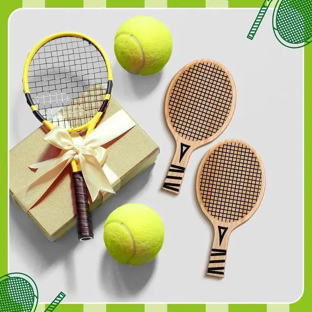 Alt view image 6 of 6 - Hushee 6 Pack Wood Racket Drink Coasters Paddle Shape with Handle