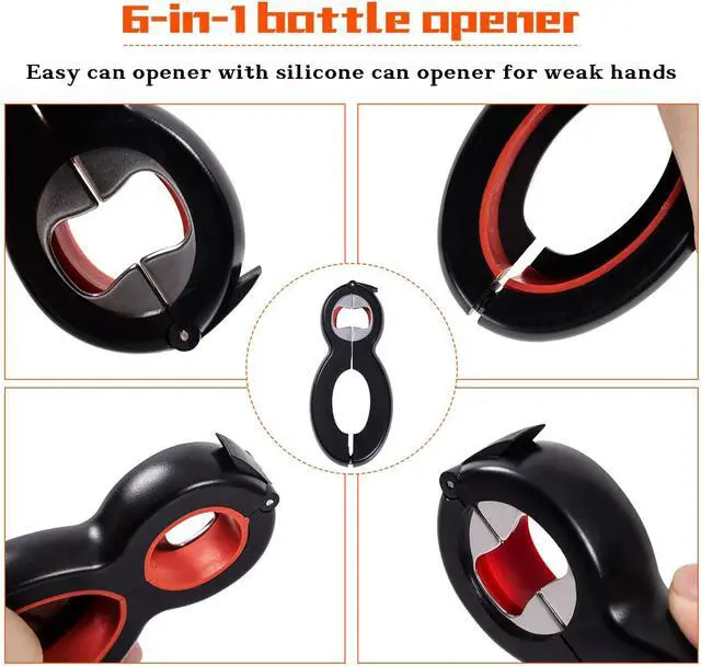 Alt view image 4 of 7 - Jar Opener Bottle Opener for Weak hands 5 Pack, Multi Kitchen Tools Set for Weak Hands, Children, Seniors with Arthritis, Lid Opener for Children, with Silicone Handle (Red)