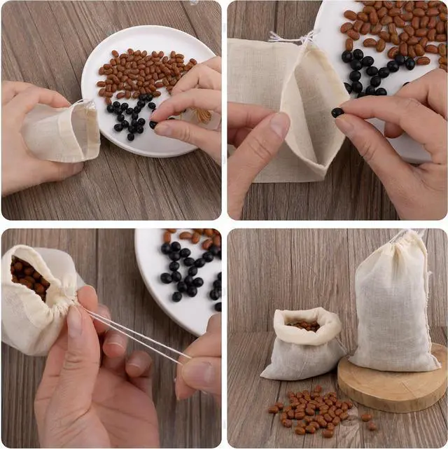 Alt view image 3 of 7 - AUEAR, Reusable Drawstring Cotton Soup Bags Coffee Chinese Medicine Tea Bag Brew Straining Herbs Cheesecloth Bone Broth Gravy Stew (12 Pack, 4"x6")