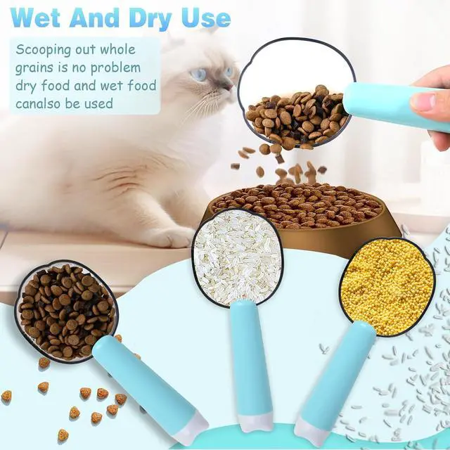 Alt view image 4 of 7 - Dog & Cat Food Scoop, 1-Cup Measuring Cup with Detachable Spoon | Marked 1-cup scoop measures dry dog or cat food; detachable spoon serves canned or wet food. Easy-clean 2-in-1 design.