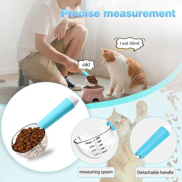 Alt view image 6 of 7 - Dog & Cat Food Scoop, 1-Cup Measuring Cup with Detachable Spoon | Marked 1-cup scoop measures dry dog or cat food; detachable spoon serves canned or wet food. Easy-clean 2-in-1 design.