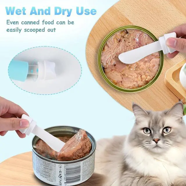 Alt view image 5 of 7 - Dog & Cat Food Scoop, 1-Cup Measuring Cup with Detachable Spoon | Marked 1-cup scoop measures dry dog or cat food; detachable spoon serves canned or wet food. Easy-clean 2-in-1 design.