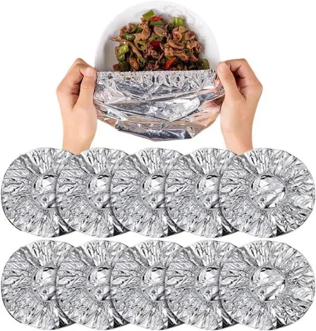 Main image of Ouliget Repeatable Film Insulation Cover,Aluminium Foil Elastic Food Bowl Storage Covers,Food Fresh Keeping Bags for Sandwich Wraps Burritos BBQ Cooking Storing Food,10 Pieces