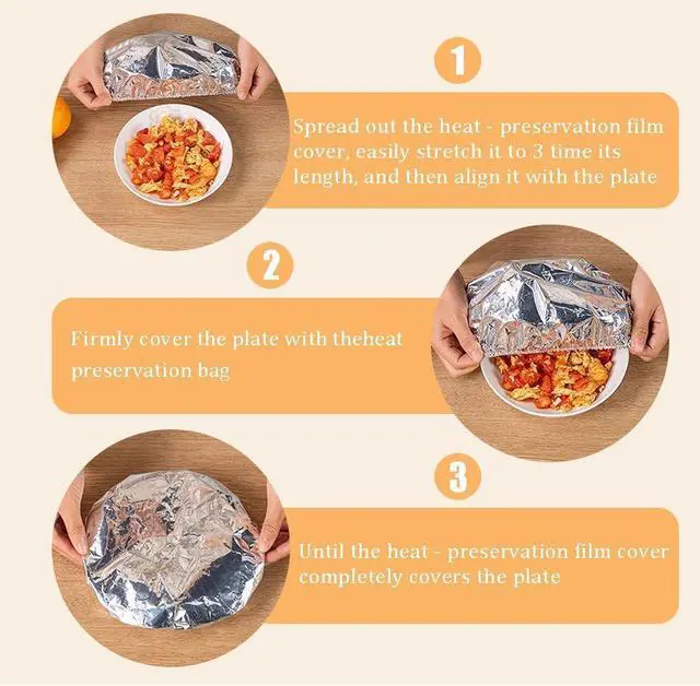 Alt view image 4 of 7 - Ouliget Repeatable Film Insulation Cover,Aluminium Foil Elastic Food Bowl Storage Covers,Food Fresh Keeping Bags for Sandwich Wraps Burritos BBQ Cooking Storing Food,10 Pieces