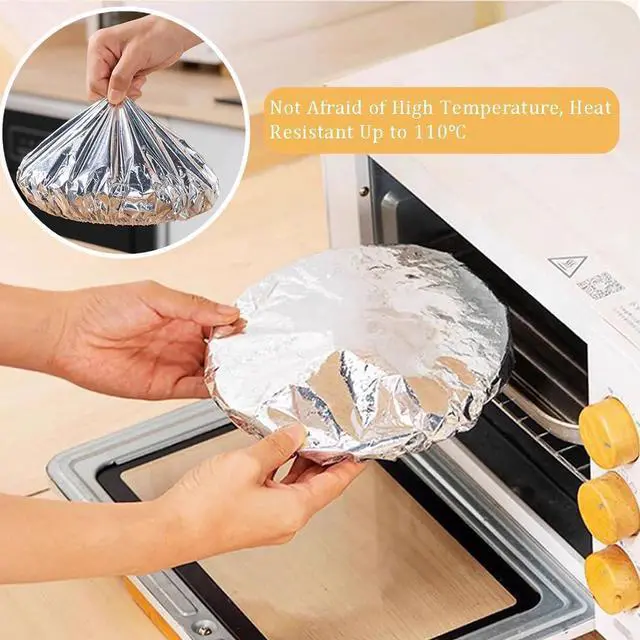 Alt view image 5 of 7 - Ouliget Repeatable Film Insulation Cover,Aluminium Foil Elastic Food Bowl Storage Covers,Food Fresh Keeping Bags for Sandwich Wraps Burritos BBQ Cooking Storing Food,10 Pieces