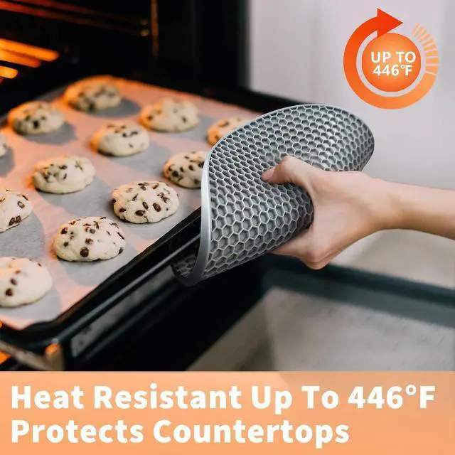 Alt view image 4 of 7 - Silicone Trivet Mats, 4 Pack Trivets for Hot Dishes and Pans, Heat Resistant Non-Slip Trivet for Kitchen Countertop, Easy to Clean(Gray)