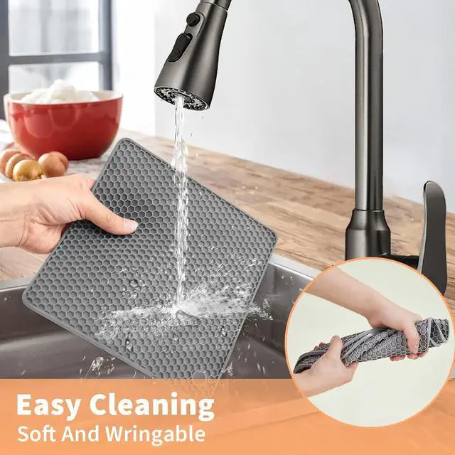 Alt view image 7 of 7 - Silicone Trivet Mats, 4 Pack Trivets for Hot Dishes and Pans, Heat Resistant Non-Slip Trivet for Kitchen Countertop, Easy to Clean(Gray)