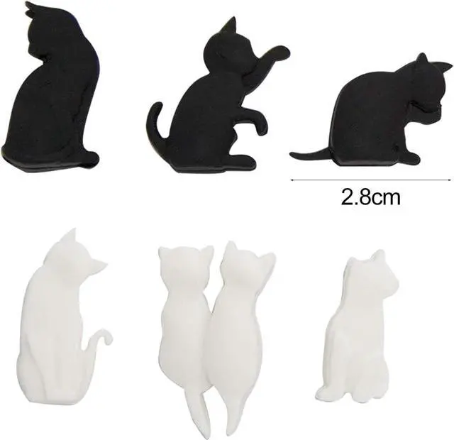 Alt view image 2 of 7 - 6Pcs Black and White Heat-Resistant Silicone Tea Bag Clips, Cartoon Cat-Shaped Reusable Holders for Bags Drink Markers Food, Tea Accessories, Tea Bag Coasters