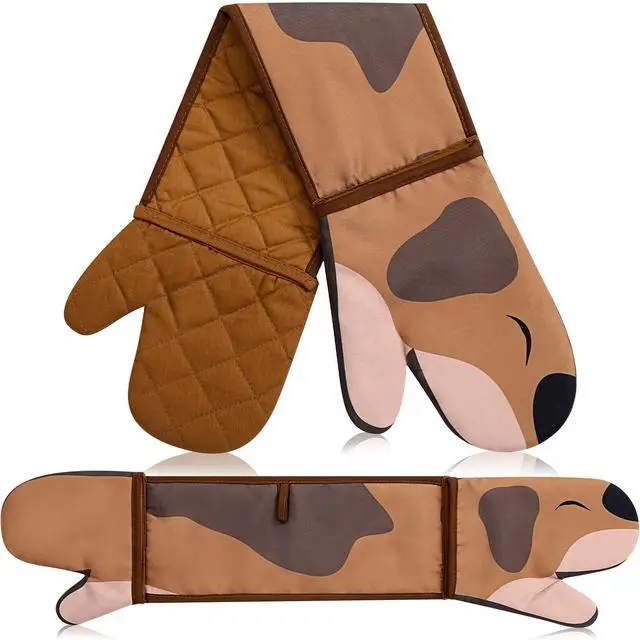 Main image of Funnymoom Dachshund Oven Mitts, Funny Dog Oven Mitts Heat Resistant | Funny Oven Mitts, Dog Design, Heat Resistant Fabric, Double Mitts Set, Cooking Baking Grilling Gift for Dog Lovers