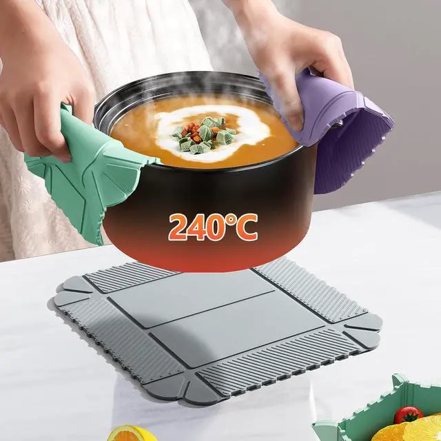 Alt view image 4 of 7 - Magnetic Silicone Trivet & Pot Holder, Kitchen Heat Resistant Mat | Trivets for Hot Dishes, Hot Pots & Pans, Non-Slip Hot Pads for Countertops & Dining Table & Oven, Jar Opener & Spoon Rest