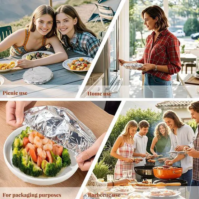 Alt view image 2 of 7 - 20Pieces Aluminum Foil Food Covers - Insulation Cover for Kitchen Dishes, Warmth Retention, Reusable and Stretchable, Fits Plates, Bowls, and Containers