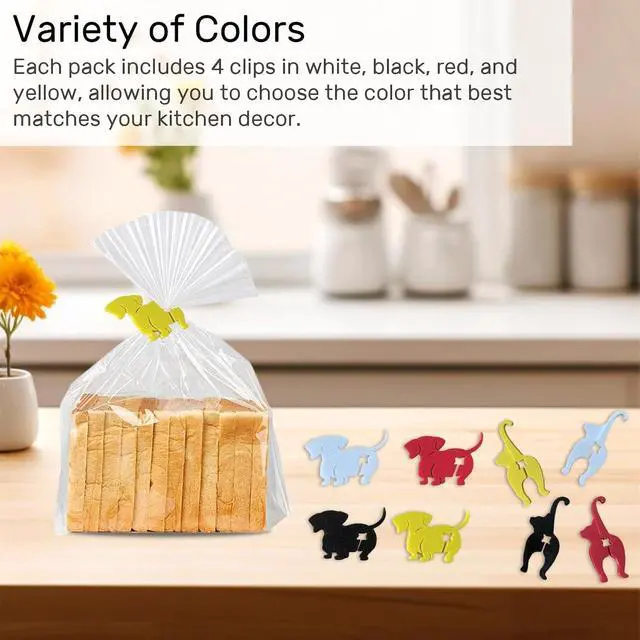 Alt view image 3 of 6 - Cat Dog Butt Bread Clip - 4 Pack Reusable Food Bag Clips, Keep Your Food Fresh with Adorable Pet-Themed Design (Dog)