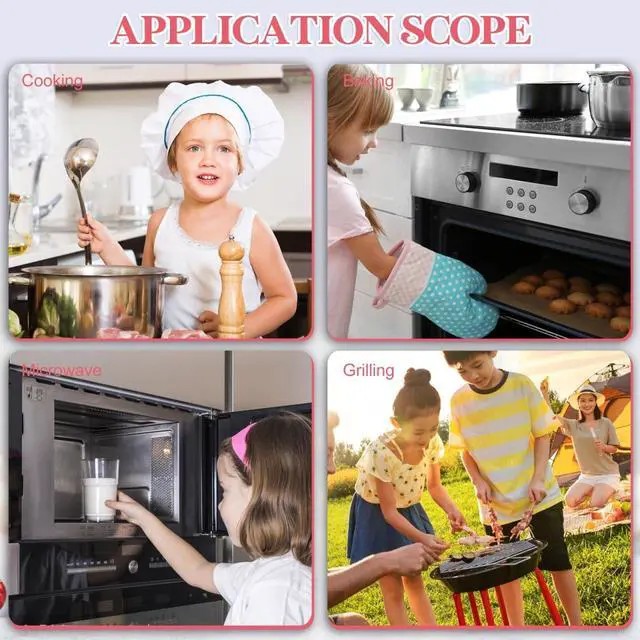 Alt view image 3 of 7 - IMIKEYA Child Baking GlovesKids Oven Mitts for Kitchen Kids Oven Mitts Microwave Oven Glove Heat Resistant Kids Oven Gloves Soft Heatproof Toddler Mittens Cooking Baking Child Play (Pink)