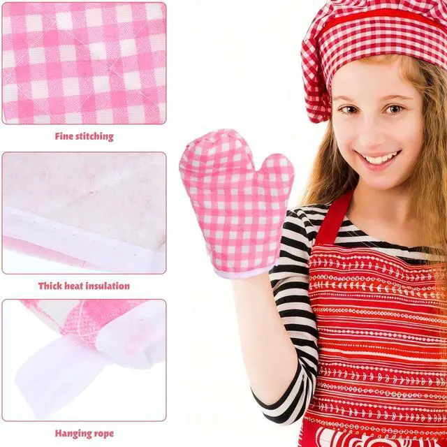 Alt view image 2 of 7 - IMIKEYA Child Baking GlovesKids Oven Mitts for Kitchen Kids Oven Mitts Microwave Oven Glove Heat Resistant Kids Oven Gloves Soft Heatproof Toddler Mittens Cooking Baking Child Play (Pink)