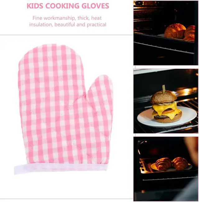 Alt view image 6 of 7 - IMIKEYA Child Baking GlovesKids Oven Mitts for Kitchen Kids Oven Mitts Microwave Oven Glove Heat Resistant Kids Oven Gloves Soft Heatproof Toddler Mittens Cooking Baking Child Play (Pink)