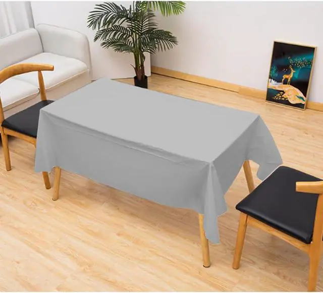 Alt view image 6 of 6 - Grey Disposable Plastic Tablecloth, 2 Pack 54"x 108" Rectangle Table Covers for Parties, Events, Weddings, Indoors and Outdoors