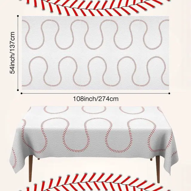 Alt view image 2 of 7 - 2 PCS Baseball Tablecloths(54x108 Inch) Baseball Party Table Cover Rectangular Baseball Pattern Table Cloth for Kids Sports Baseball Birthday Party Supplies Decorations Football Team Favors Decor