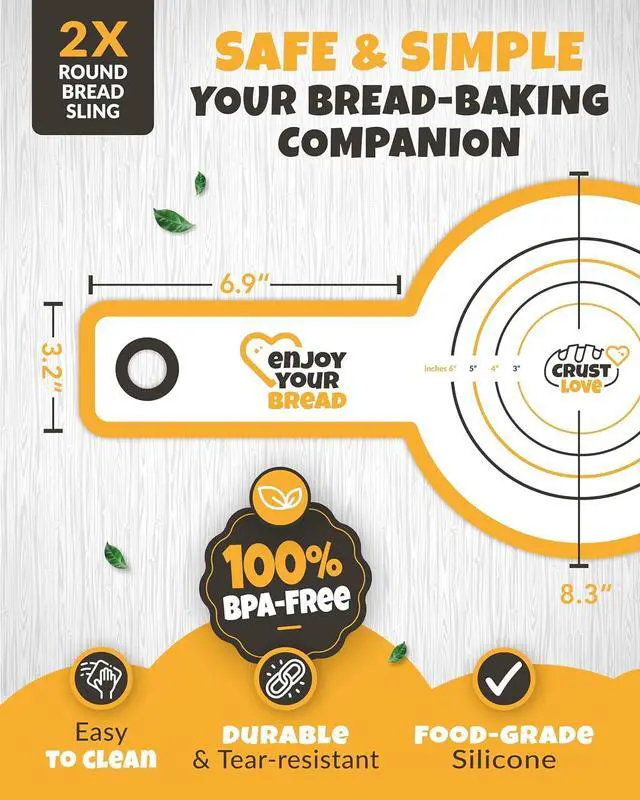 Alt view image 3 of 6 - CRUSTLOVE 2-Pack Silicone Bread Slings for Safe Lifting from Dutch Ovens | 2 Sourdough Baking Mats in Non-Stick Silicone, Heat Resistant to 480°F, Reusable and Dishwasher Safe for Bread Pans & Baking