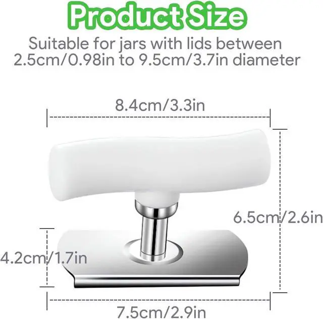 Alt view image 2 of 7 - 2Pcs Jar Can Opener for Seniors with Arthritis, Bottle Opener for Weak Hands, Kitchen Gadget With Lid Opener Tool, Adjustable Grip Stainless Steel for Opening, Fits 1-4 Inch (Green+White)