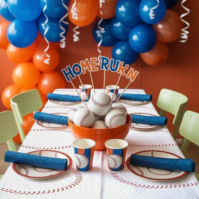 Alt view image 5 of 7 - 2 PCS Baseball Tablecloths(54x108 Inch) Baseball Party Table Cover Rectangular Baseball Pattern Table Cloth for Kids Sports Baseball Birthday Party Supplies Decorations Football Team Favors Decor