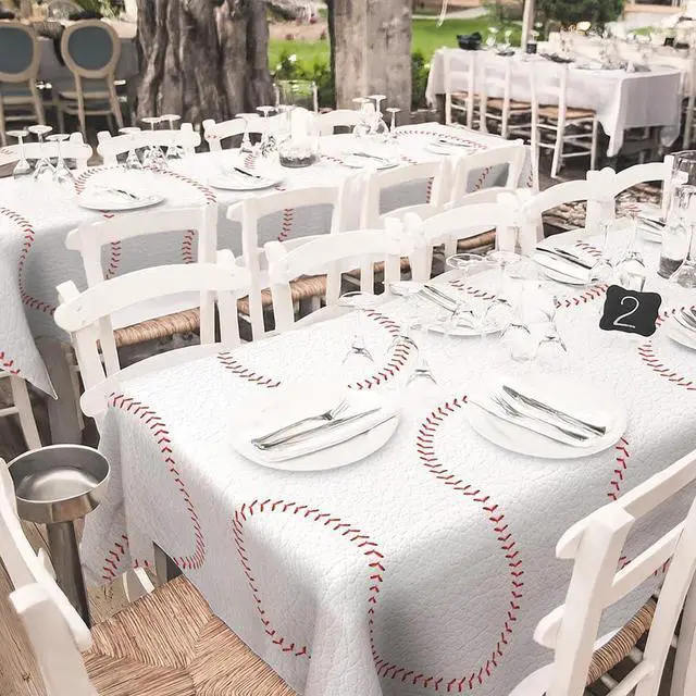 Alt view image 6 of 7 - 2 PCS Baseball Tablecloths(54x108 Inch) Baseball Party Table Cover Rectangular Baseball Pattern Table Cloth for Kids Sports Baseball Birthday Party Supplies Decorations Football Team Favors Decor