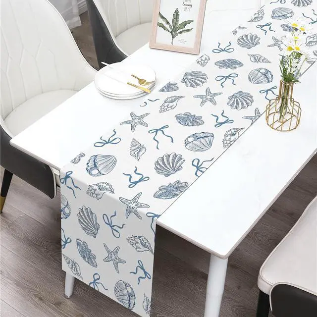 Alt view image 2 of 6 - Blue Bow Coastal Table Runner Last Toast on The Coast Bachelorette Party Decorations Summer Nautical Ocean Dining Room Home Kitchen Island Decor (13" x 72")