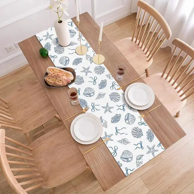 Alt view image 4 of 6 - Blue Bow Coastal Table Runner Last Toast on The Coast Bachelorette Party Decorations Summer Nautical Ocean Dining Room Home Kitchen Island Decor (13" x 72")