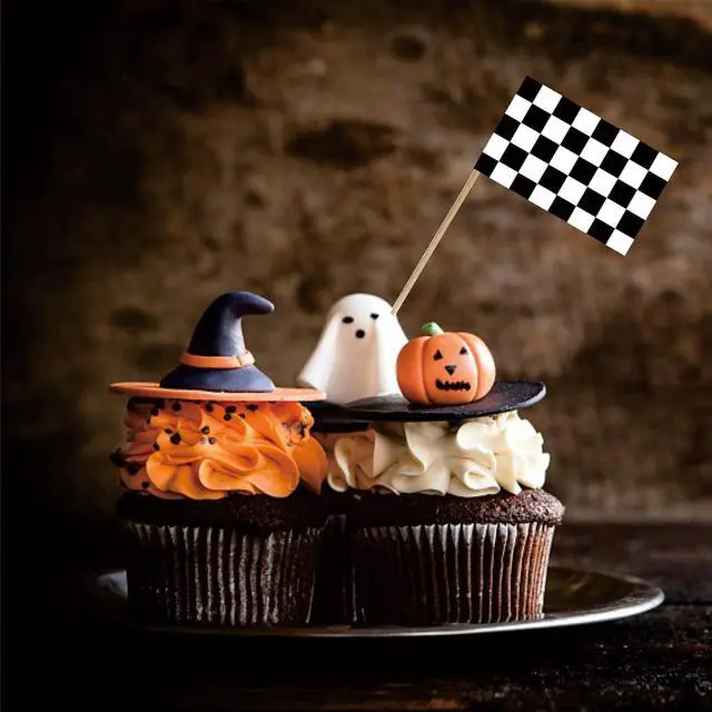 Alt view image 3 of 7 - Checkered Black and White Racing Toothpick Flag Race Car Small Mini Cocktail Fruit Cupcakes Toppers Food Stick Flags Decorations,100 Pack
