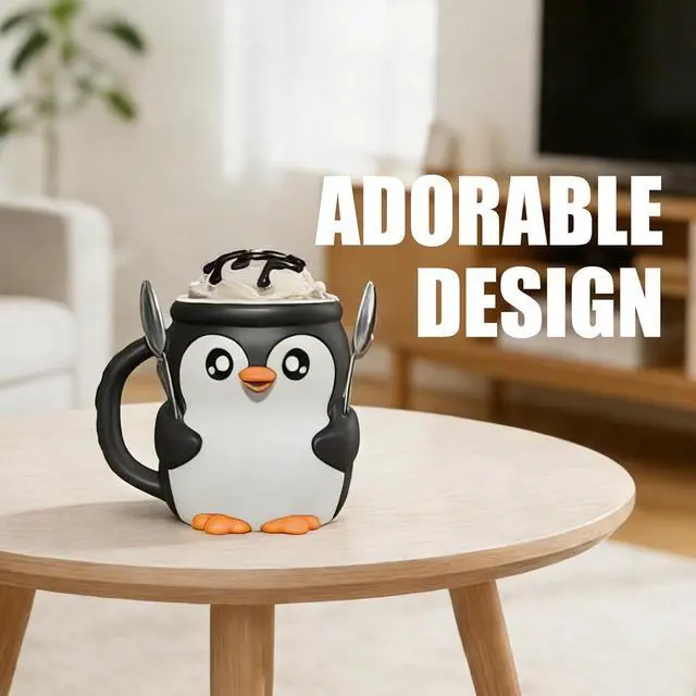 Alt view image 2 of 7 - Highland Cow Ice Cream Pint Holder with Handle, Leak-Proof Ice Cream Container with 2 Spoons, Cute Animal Design for Ben & Jerrys, No Cold Hands, Reusable Gift Idea (Black&White)
