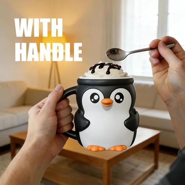 Alt view image 7 of 7 - Highland Cow Ice Cream Pint Holder with Handle, Leak-Proof Ice Cream Container with 2 Spoons, Cute Animal Design for Ben & Jerrys, No Cold Hands, Reusable Gift Idea (Black&White)