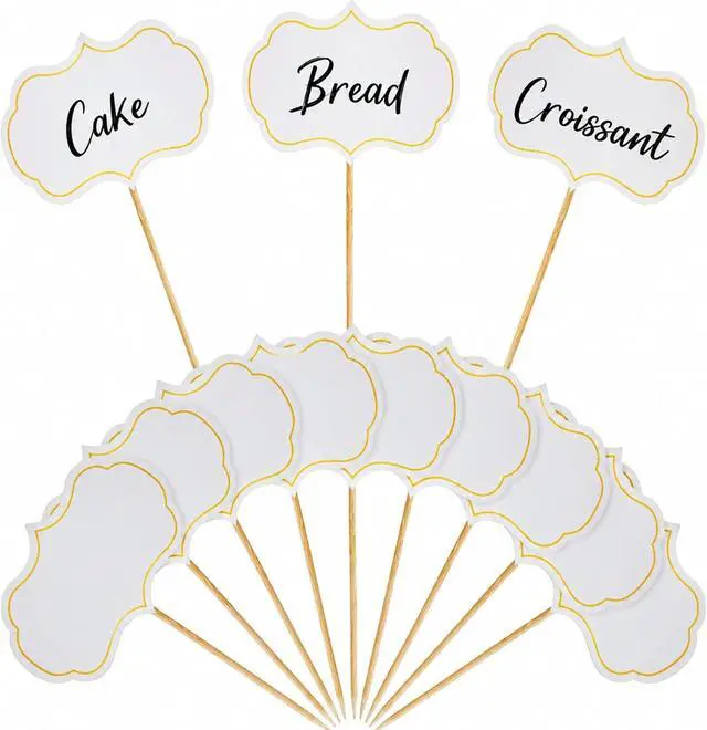 Main image of Blulu 50 Pcs Cheese Marker Toothpick Label for Charcuterie,White | Blank Chalkboard Board Label, Buffet Appetizer, Scalloped Cupcake Flag, Food Marker, Dessert Sign for Wedding Birthday Party