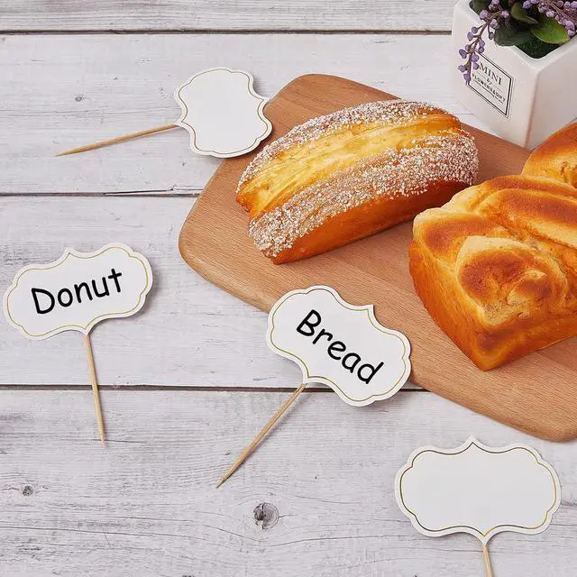Alt view image 3 of 7 - Blulu 50 Pcs Cheese Marker Toothpick Label for Charcuterie,White | Blank Chalkboard Board Label, Buffet Appetizer, Scalloped Cupcake Flag, Food Marker, Dessert Sign for Wedding Birthday Party