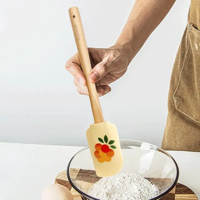 Alt view image 5 of 7 - Silicone Kitchen Spatula Set, Wooden Handle Spatula Set for Baking, Cooking, and Mixing (grape)