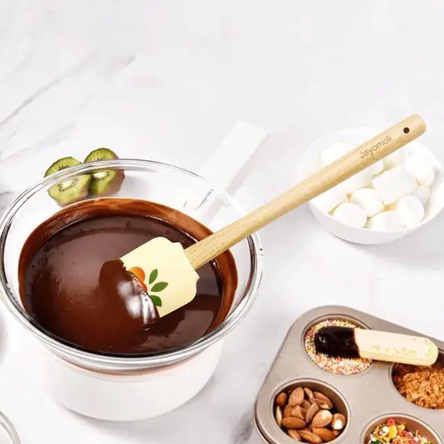 Alt view image 6 of 7 - Silicone Kitchen Spatula Set, Wooden Handle Spatula Set for Baking, Cooking, and Mixing (grape)