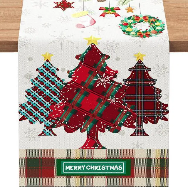 Main image of 13x72 Inch Christmas Table Runner, Merry Christmas Table Decorations for Kitchen Dinning, Seasonal Winter Christmas Decorations Indoor for Home Party