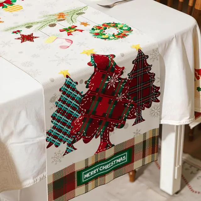 Alt view image 6 of 7 - 13x72 Inch Christmas Table Runner, Merry Christmas Table Decorations for Kitchen Dinning, Seasonal Winter Christmas Decorations Indoor for Home Party