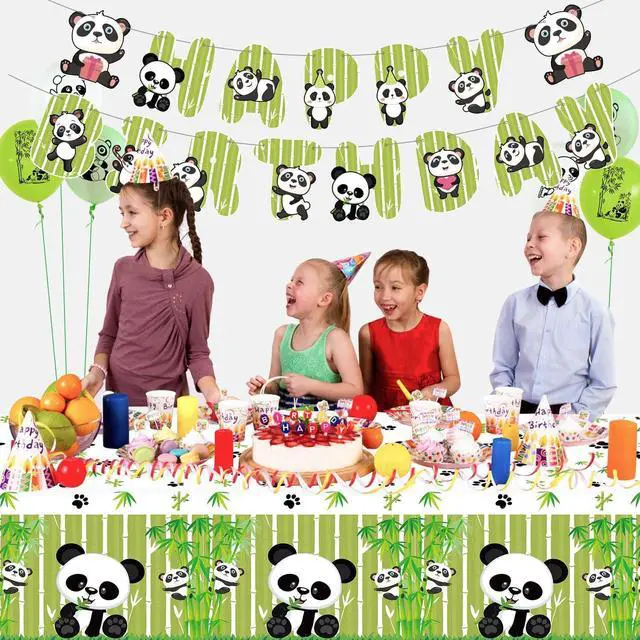 Alt view image 3 of 7 - 4 Pack Panda Theme Tablecloths, 51x87'' Cute Plastic Disposable Rectangle Table Cover for Kids Birthday Party Decorations Baby Shower Party Decor