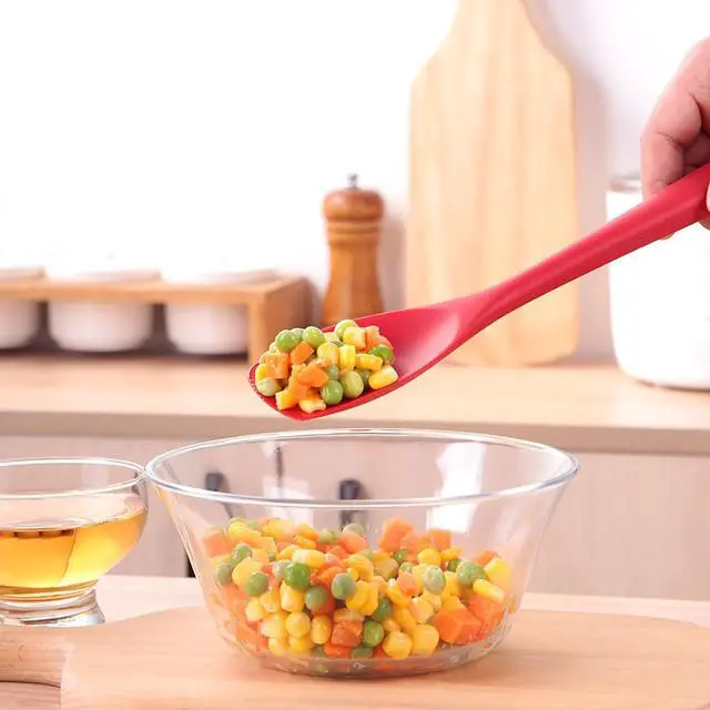Alt view image 4 of 7 - 2 Pcs Silicone Spatula Spoon Set, Heat Resistant Spoonula & Flexible Scrapers for Baking Mixing, Non-Stick Kitchen Utensils - Seamless Soft Cooking Scoop, Serving Spatula for Bowls, Cookware